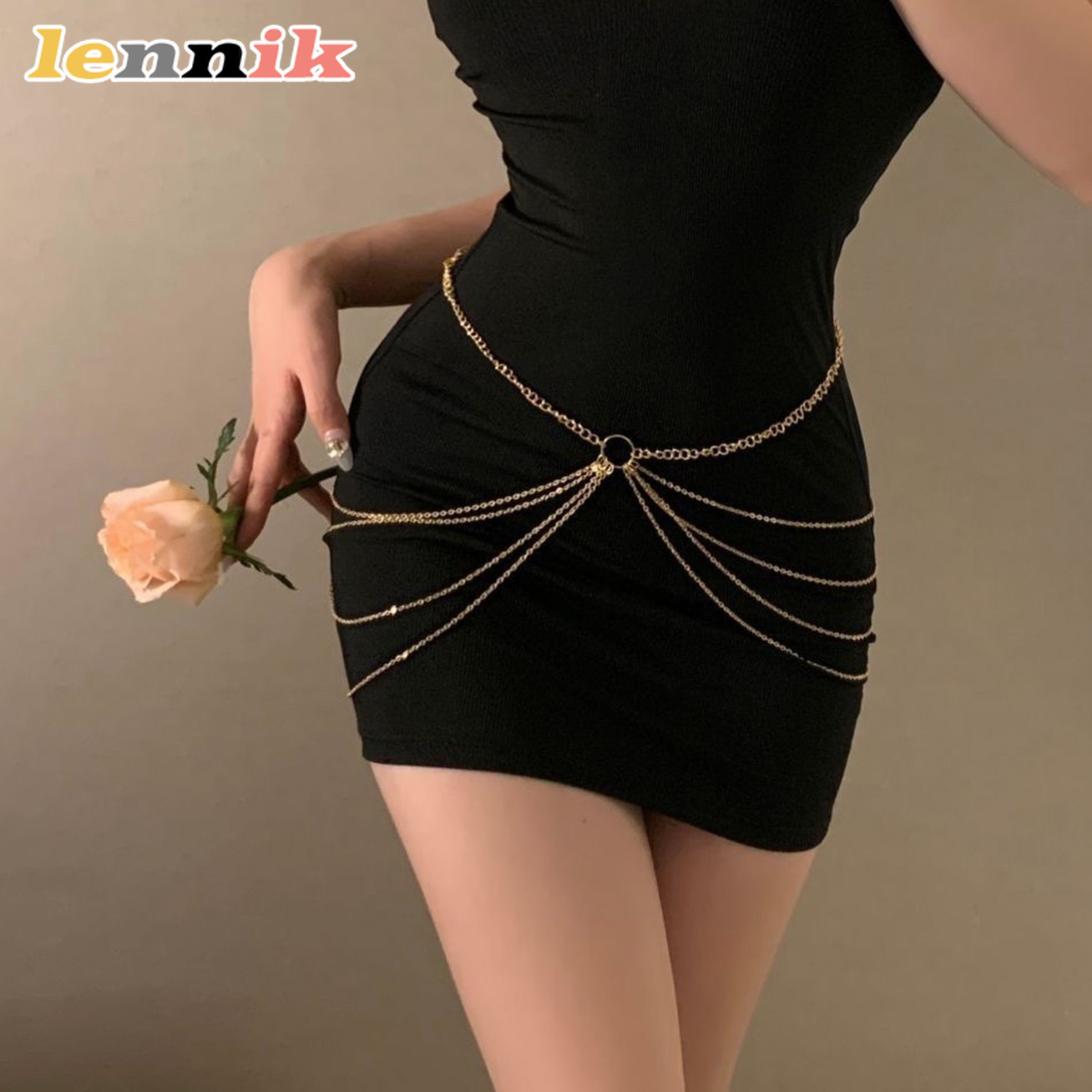 Body Jewelry For You - LENNIK タッセルメタル多層ウエストチェーン、女性用 3D メタルタッセルデザイン、音楽フェス/集まりの必需品、トレンディ