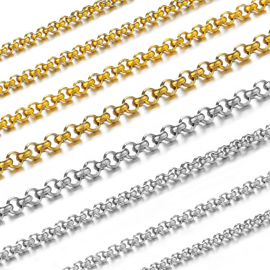 Body Jewelry For You - 1メートル2-4mmステンレス鋼O型小円チェーン、DIYボディチェーン、ブレスレット、ネックレス、ジュエリー製作アクセサリー用