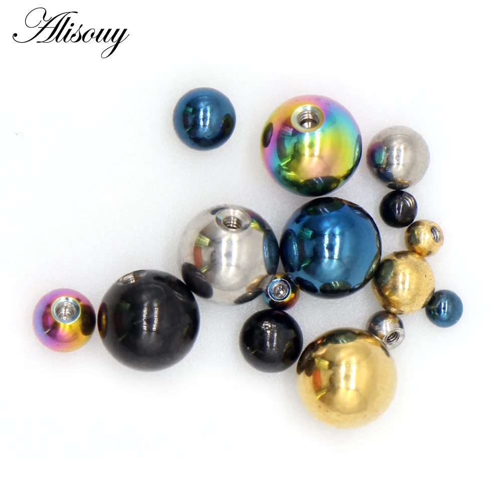 Body Jewelry Replacement Ball - Alisouy 10個/ロット ステンレス製交換用ボール ボディジュエリー ピアス バーベルパーツ