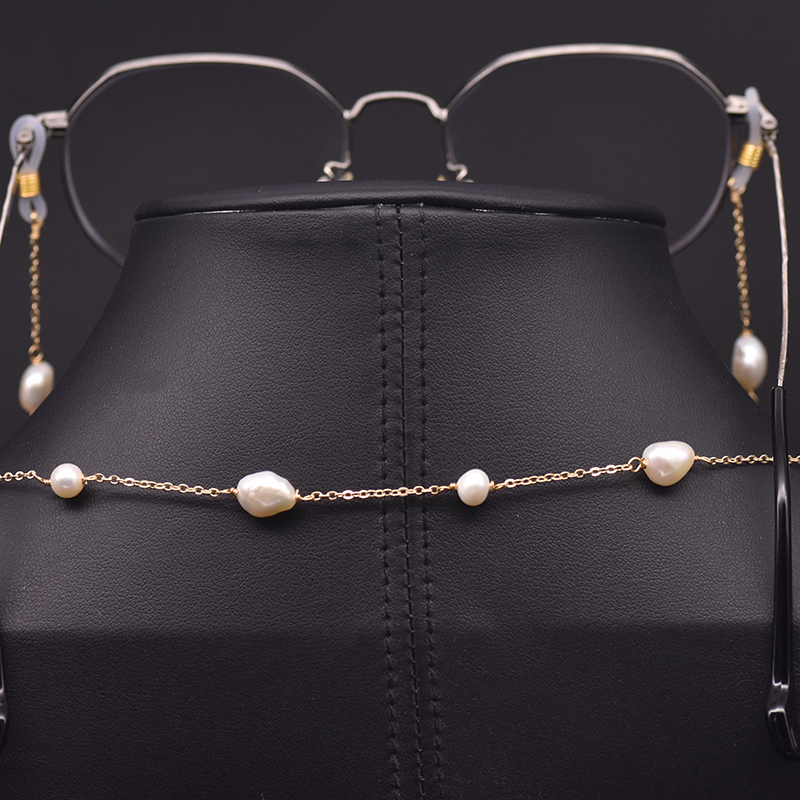 Body Jewelry Necklace - GLSEEVO 天然バロックパールメガネチェーンネックレスペンダント女性用メガネチャームは含まれませんファインジュエリー