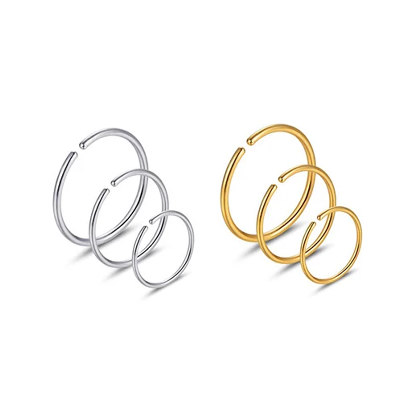 Body Jewelry Surgical Steel - 6個/ロット 低アレルギー性ノーズリングフープ 316Lサージカルステンレス鋼 20G イヤリング 軟骨