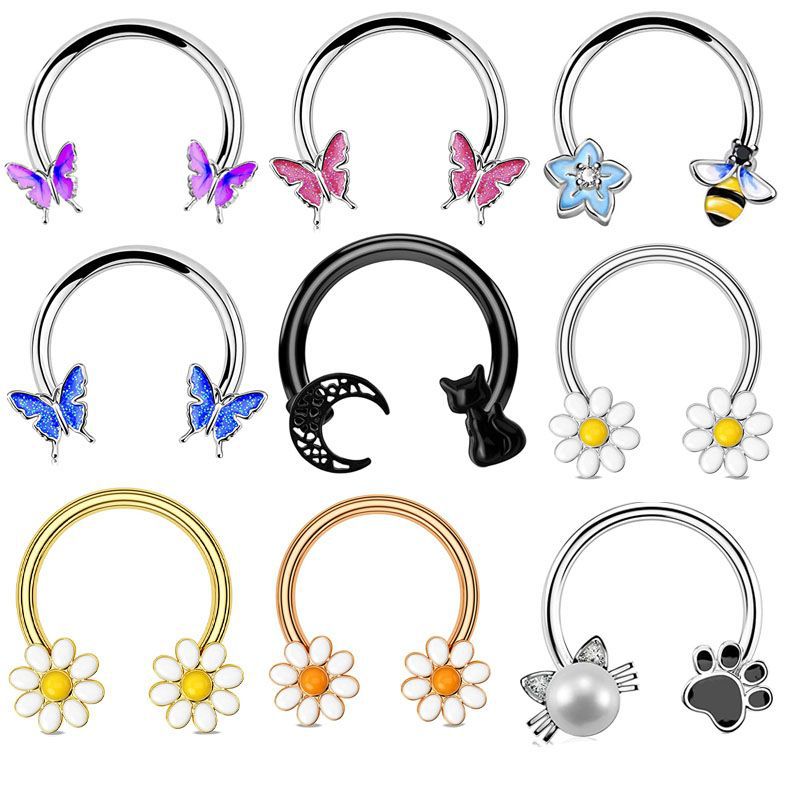 Body Jewelry Surgical Steel - 16G セプタムリング ダイスピアス サージカルスチール 軟骨ピアス フープ