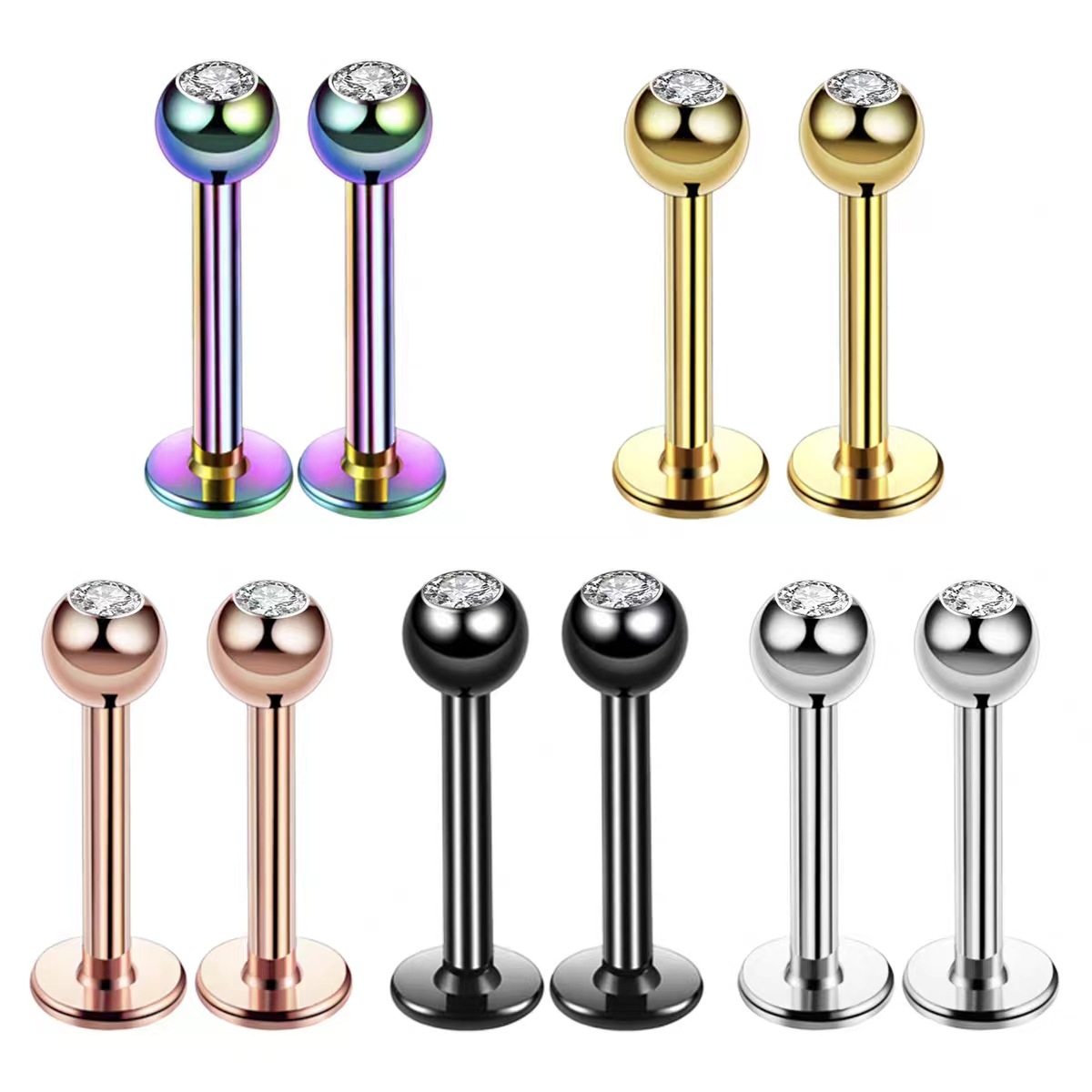 Body Jewelry Surgical Steel - 16G サージカルスチール ボールトップ CZ リップ セプタム