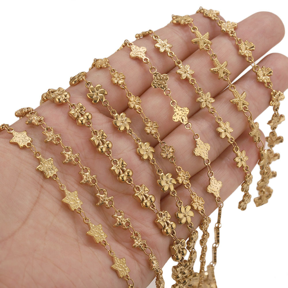 1メートルステンレス鋼フラワー・スターリンクケーブルチェーン - Body Jewelry For You のレビューと価格