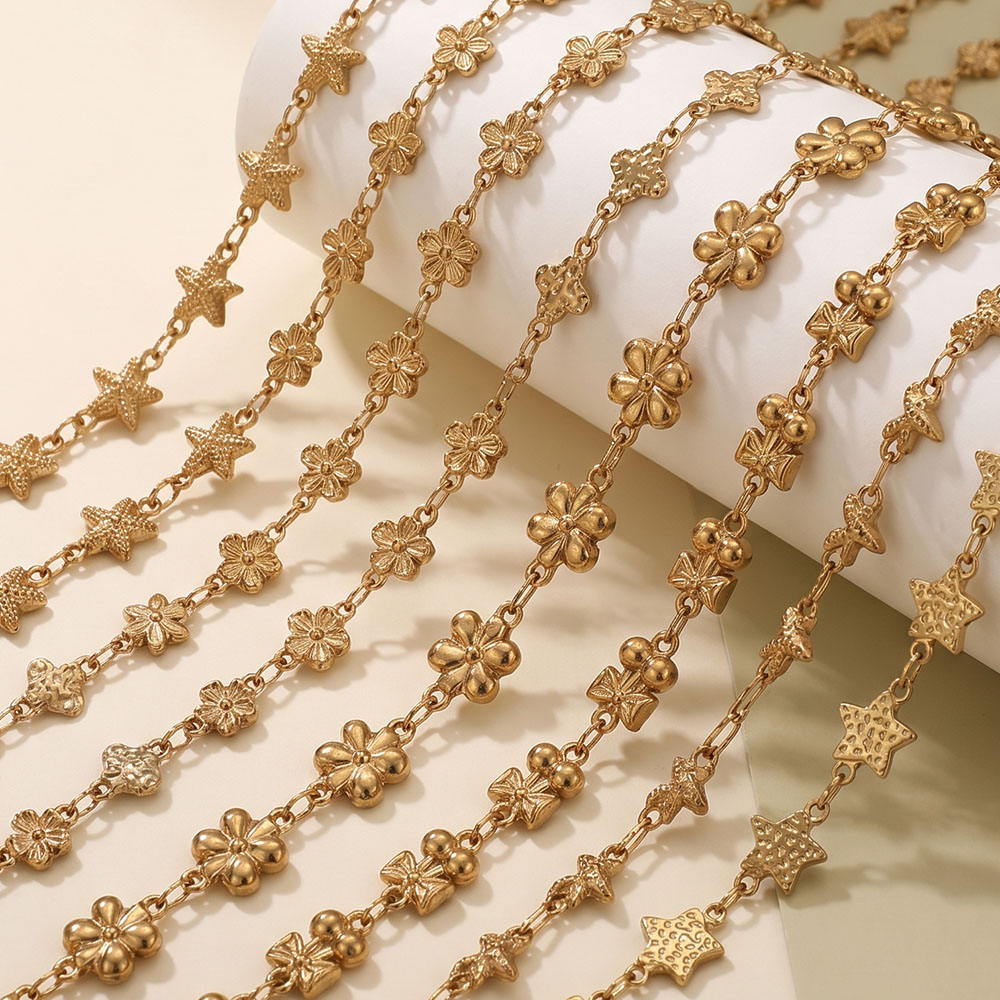 1メートルステンレス鋼フラワー・スターリンクケーブルチェーン - Body Jewelry For You のレビューと価格