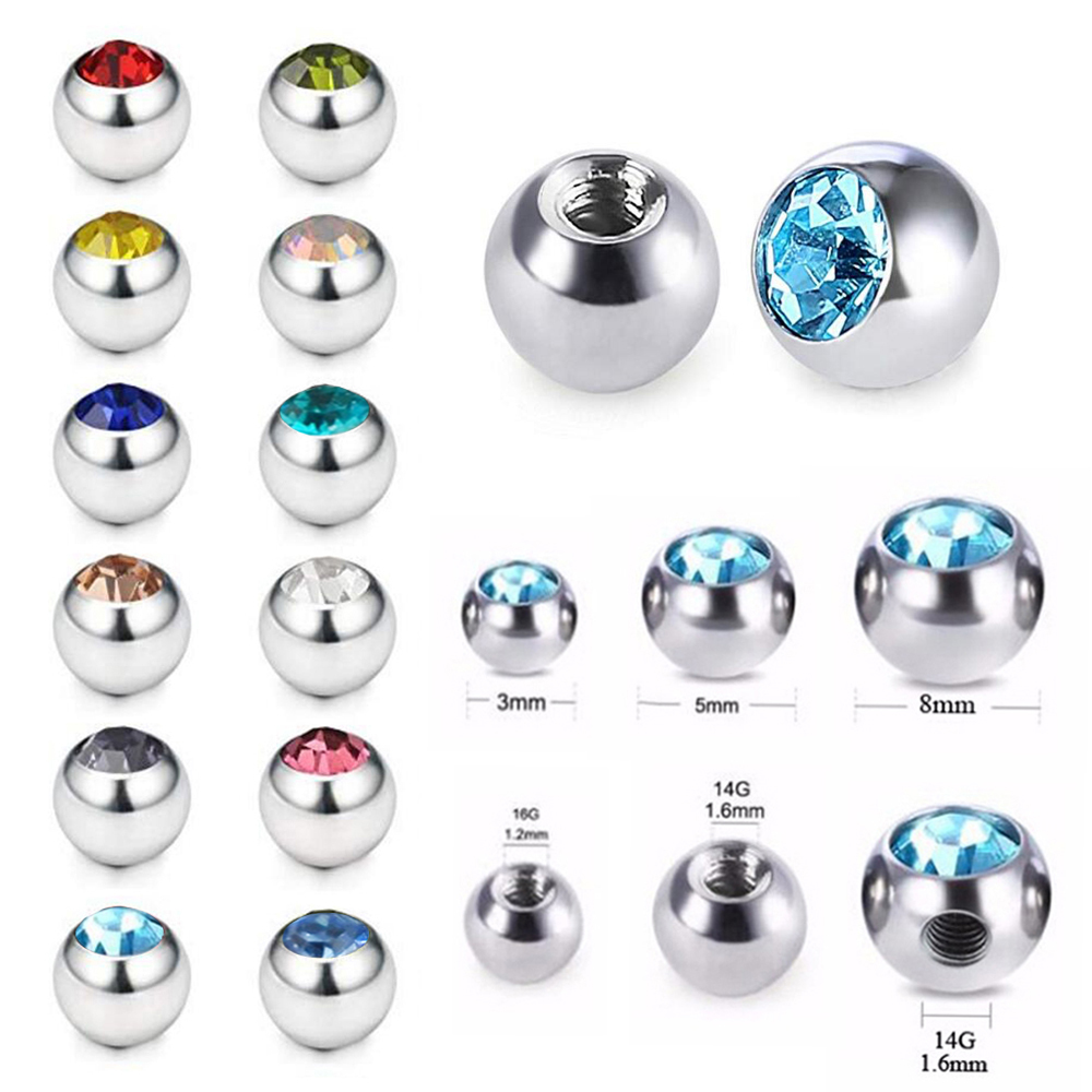 60個ステンレス製のczクリスタルネジ穴交換ボール16グラム - Body Jewelry Replacement Ball のレビューと価格