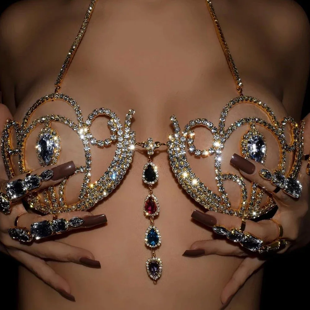 女性のための豪華なラインストーンビキニブラ,幾何学的な水滴ハ - Body Jewelry Retainers のレビューと価格