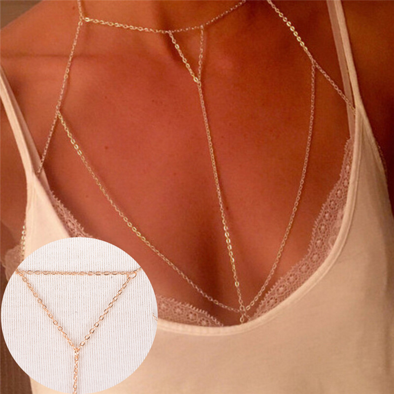 マルチレイヤーハーネスvネックレス,女性用チェーンジュエリー - Body Jewelry Necklace のレビューと価格
