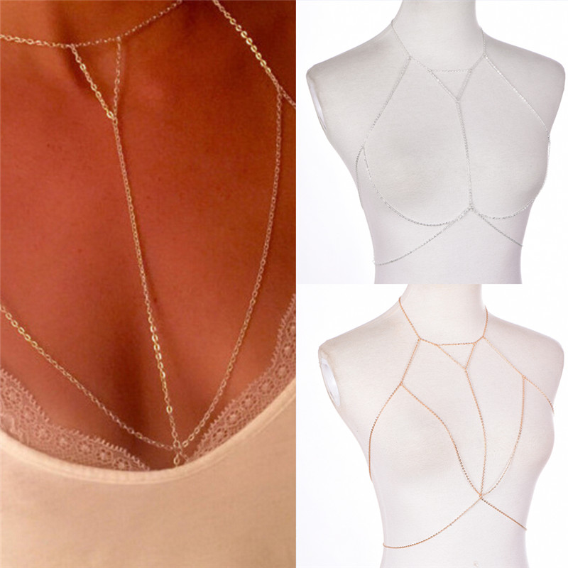 マルチレイヤーハーネスvネックレス,女性用チェーンジュエリー - Body Jewelry Necklace のレビューと価格
