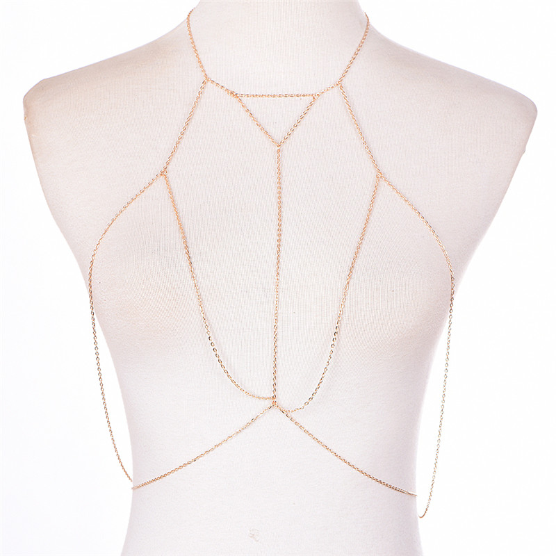 マルチレイヤーハーネスvネックレス,女性用チェーンジュエリー - Body Jewelry Necklace のレビューと価格