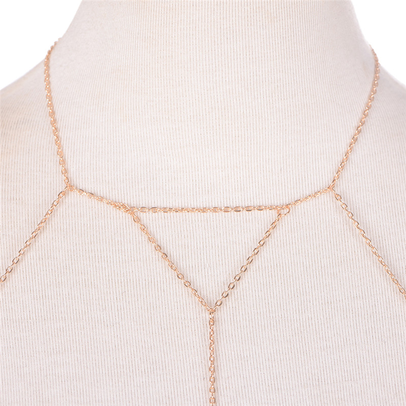 マルチレイヤーハーネスvネックレス,女性用チェーンジュエリー - Body Jewelry Necklace のレビューと価格