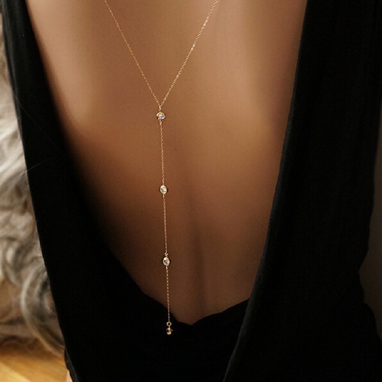 ラインストーン付きセクシーな女性用バックチェーンネックレス、 - Body Jewelry Necklace のレビューと価格