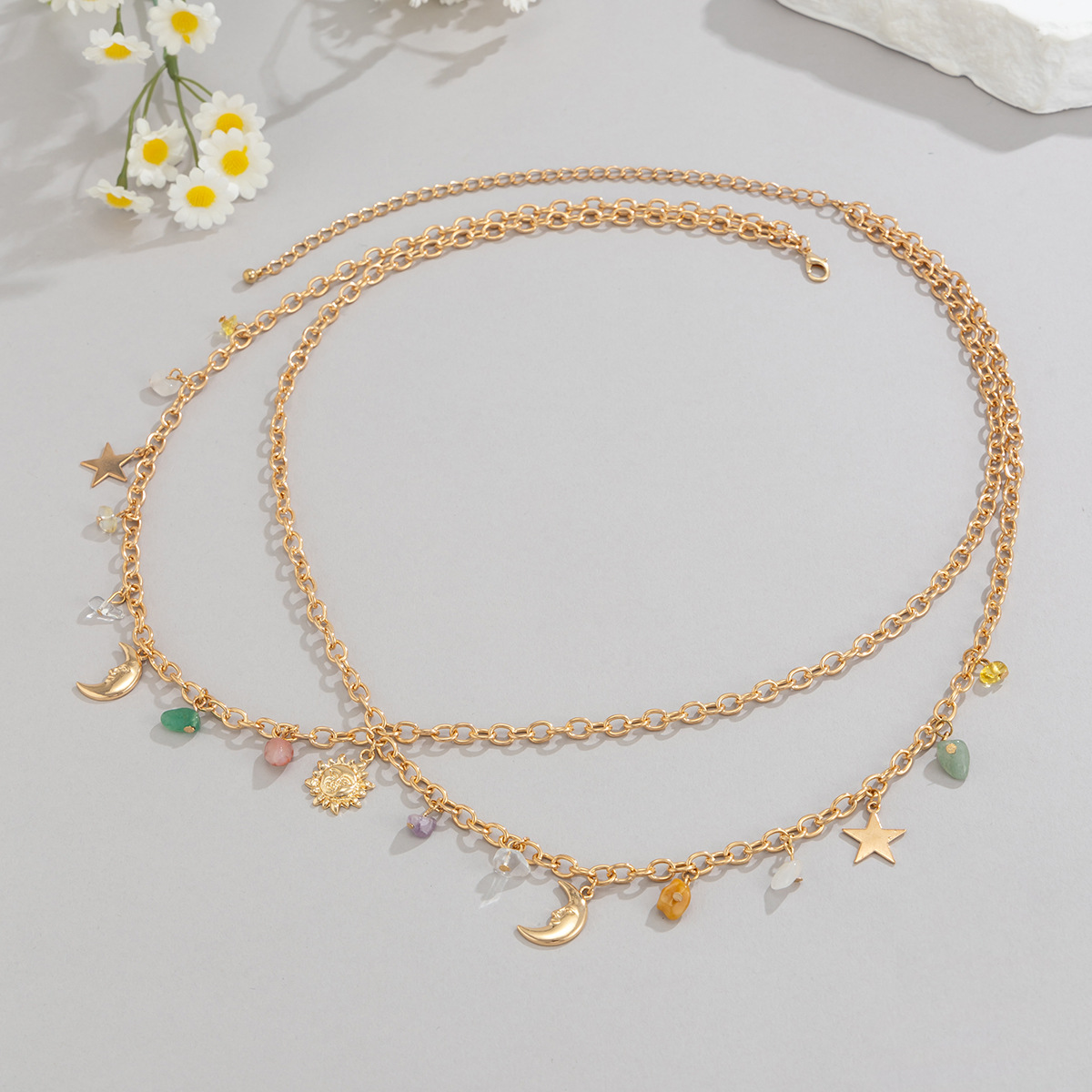 自由奔放に生きるスタームーン太陽ペンダントウエストチェーン  - Body Jewelry For You のレビューと価格