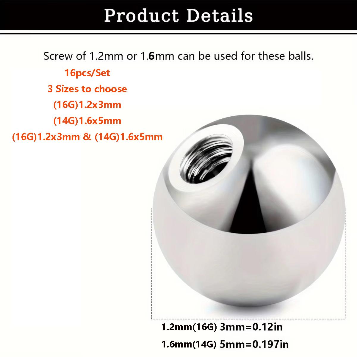 16個入りミックスカラー交換用ボール、サージカルスチール＆ク - Body Jewelry Replacement Ball のレビューと価格