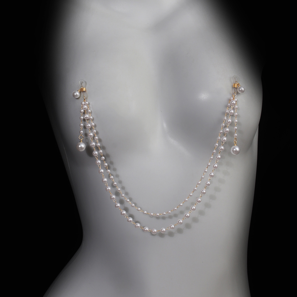 模造パールタッセルチェストチェーンブラジャーなしピアス乳首ア - Body Jewelry Retainers のレビューと価格