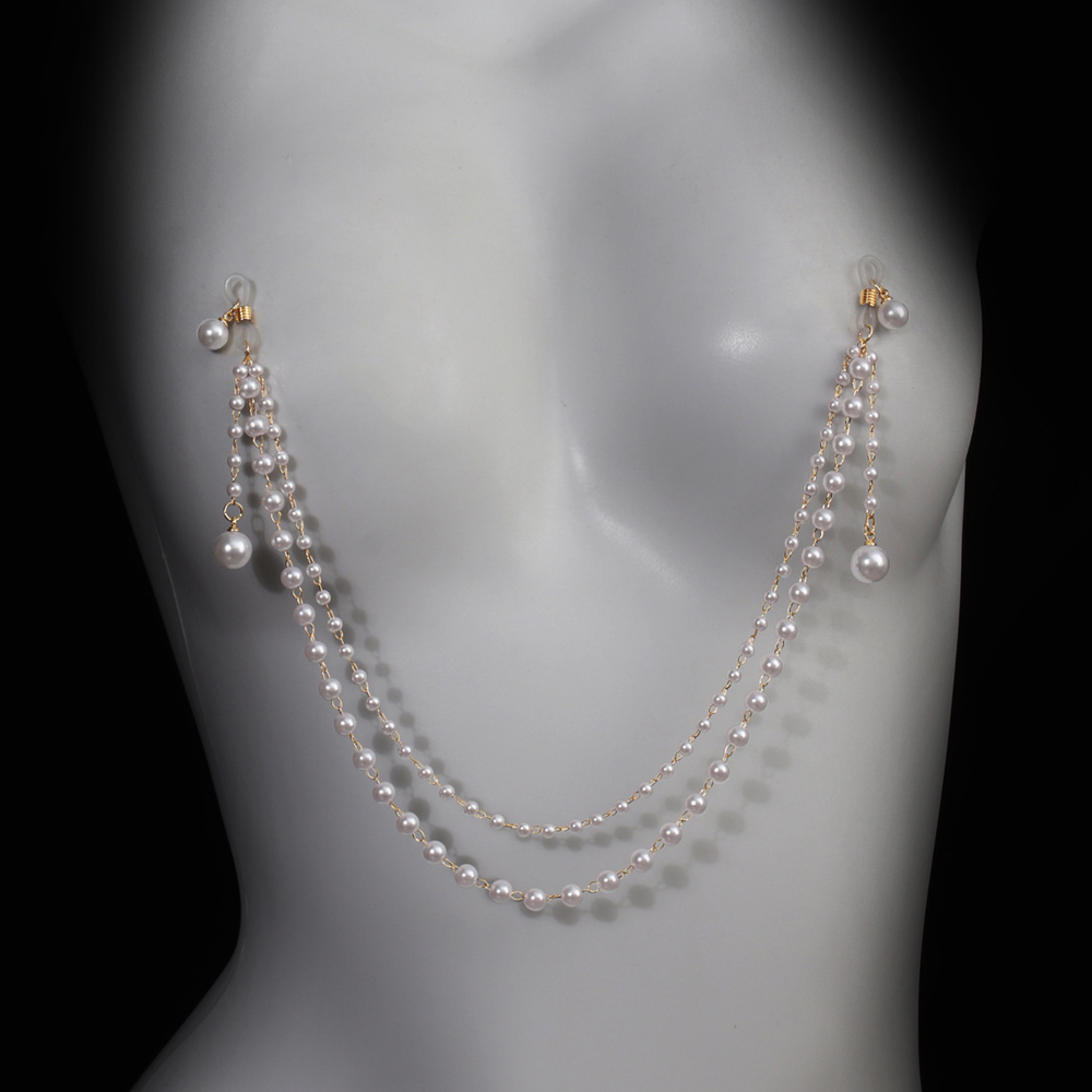 模造パールタッセルチェストチェーンブラジャーなしピアス乳首ア - Body Jewelry Retainers のレビューと価格