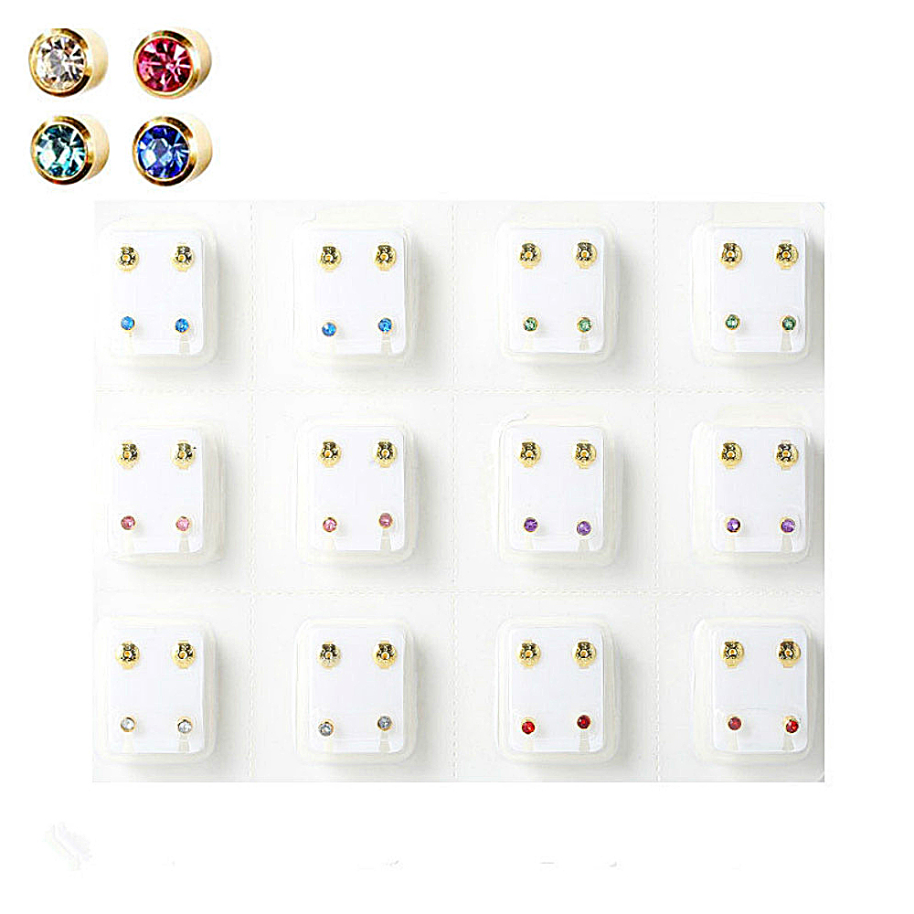 12ペアのクリスタル医療用イヤリング,ピアスツールキット,ボ - Body Jewelry Surgical Steel のレビューと価格