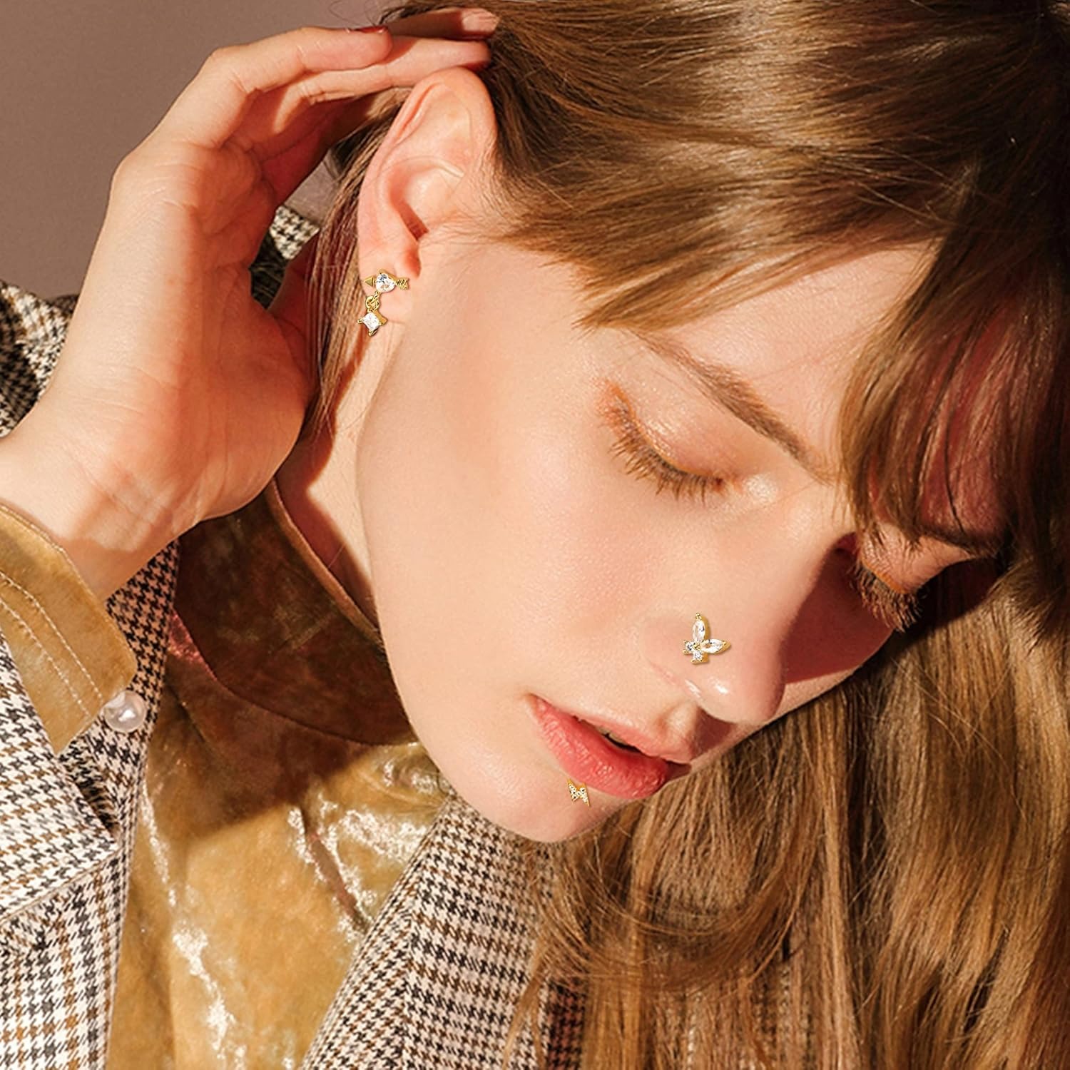 ボビスティ 1個 軟骨ピアス スタッド レディース サージカ - Body Jewelry Surgical Steel のレビューと価格