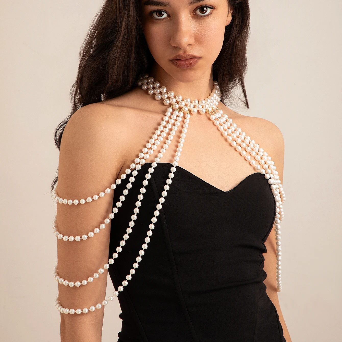 ブライダルタッセルイミテーションパールショルダーチェーンネッ - Body Jewelry Necklace のレビューと価格