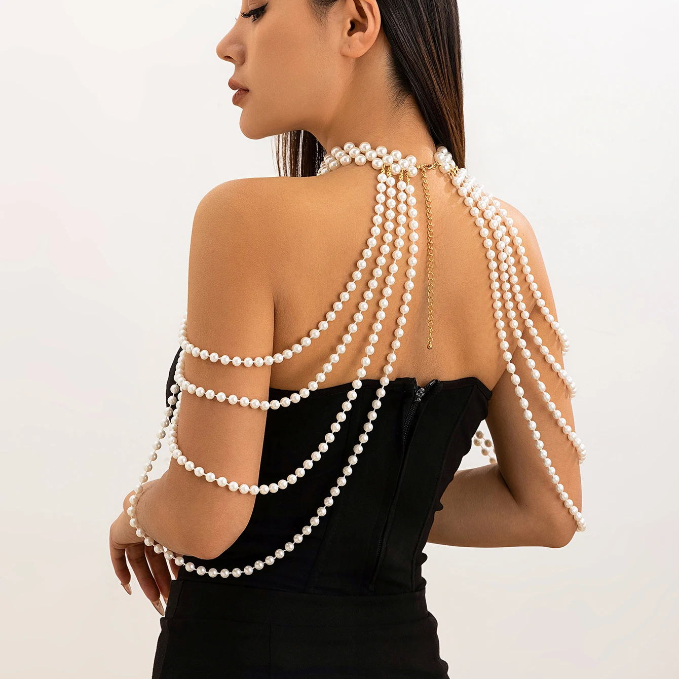 ブライダルタッセルイミテーションパールショルダーチェーンネッ - Body Jewelry Necklace のレビューと価格