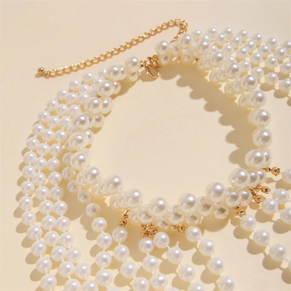 ブライダルタッセルイミテーションパールショルダーチェーンネッ - Body Jewelry Necklace のレビューと価格