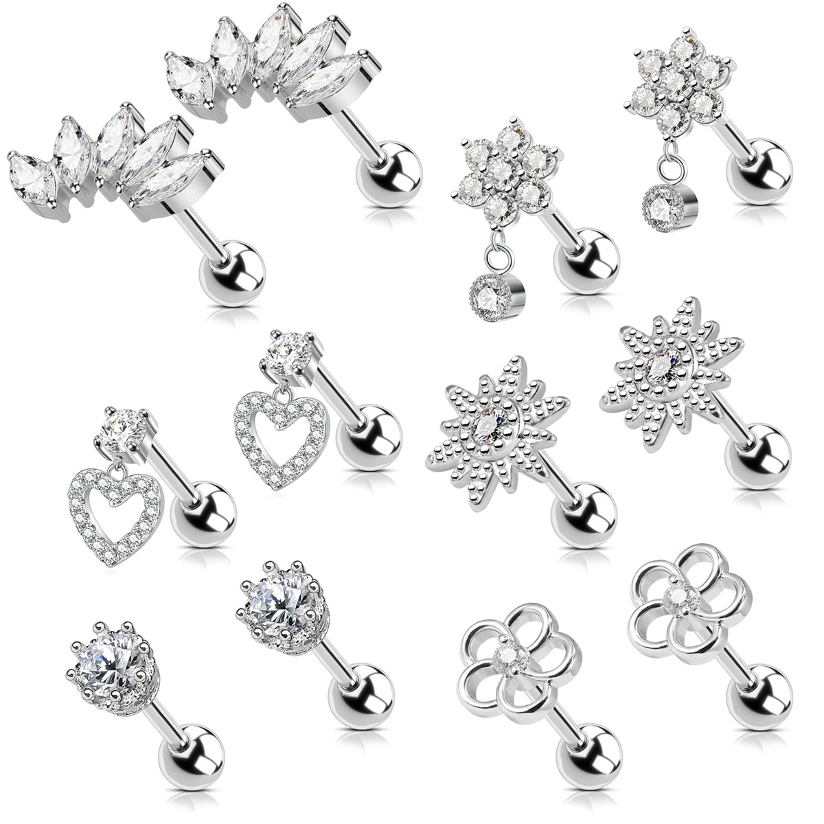 2 個軟骨イヤリングスタッド女性のためのサージカルスチールイ - Body Jewelry Surgical Steel のレビューと価格