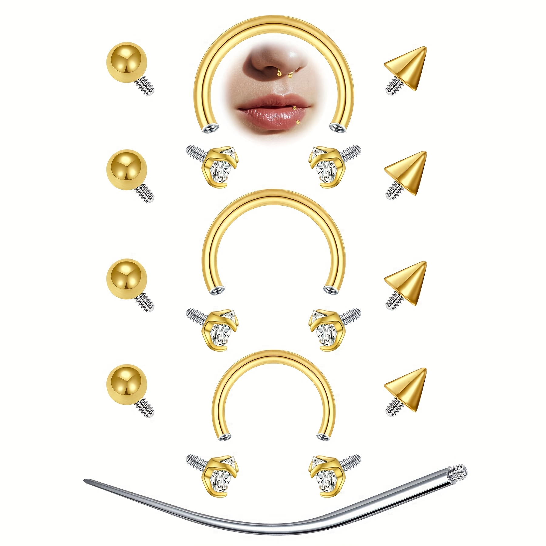 12個入り 16G 馬蹄型セプタムリング ステンレス製 鼻ピ - Body Jewelry Replacement Ball のレビューと価格