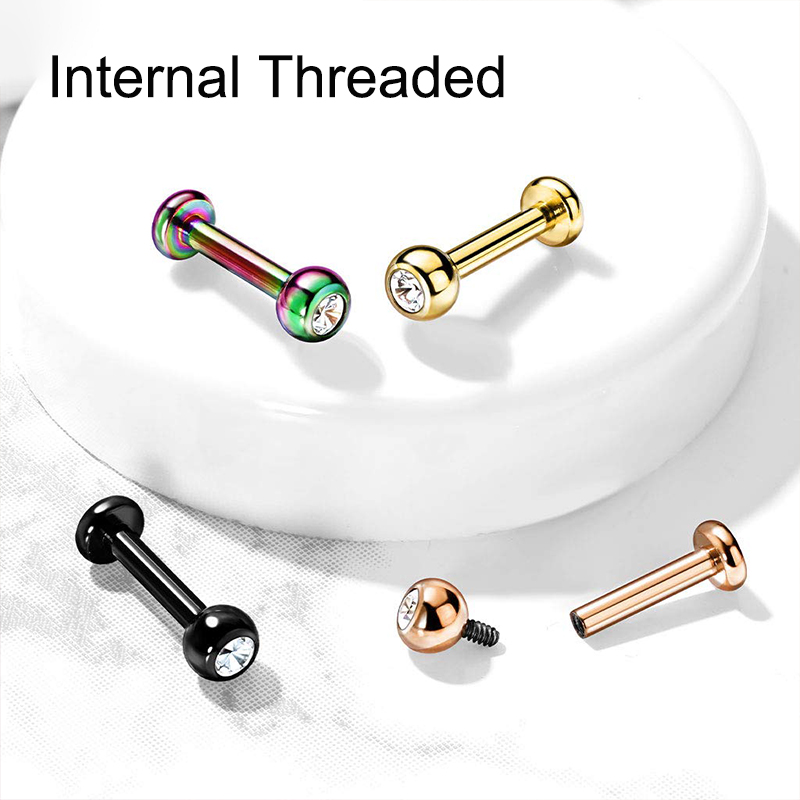 16G サージカルスチール ボールトップ CZ リップ セプ - Body Jewelry Surgical Steel のレビューと価格