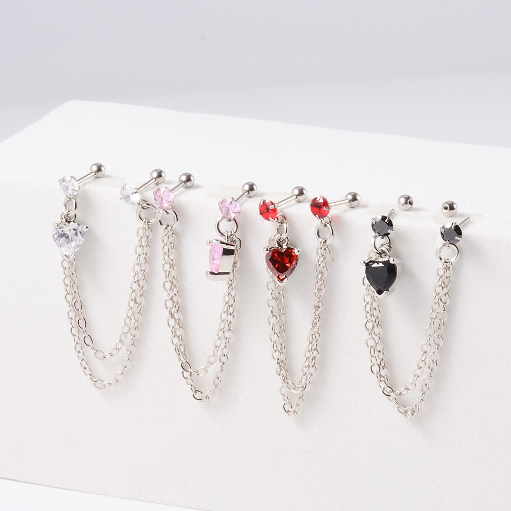 1PC サージカルスチール CZ 宝石耳珠軟骨ピアスジルコン - Body Jewelry Surgical Steel のレビューと価格
