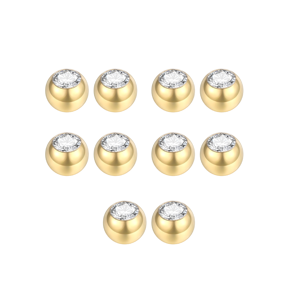 10個鋼ピアスボールcz宝石ラブレット舌耳腹眉交換アタッチメ - Body Jewelry Replacement Ball のレビューと価格