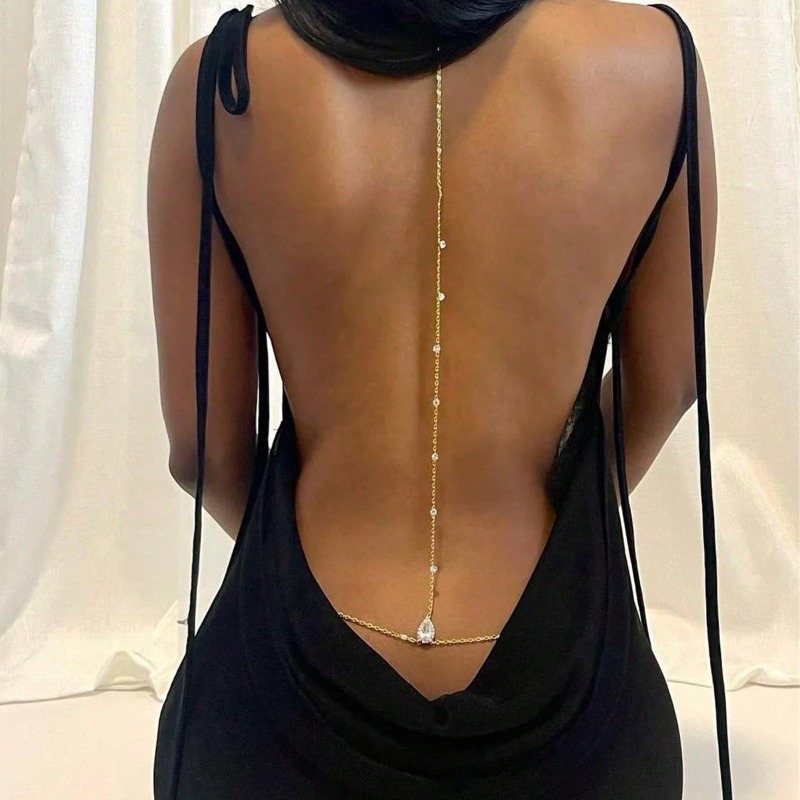 花嫁背中の開いたラインストーン水滴ボディチェーンベリーウエス - Body Jewelry Necklace のレビューと価格