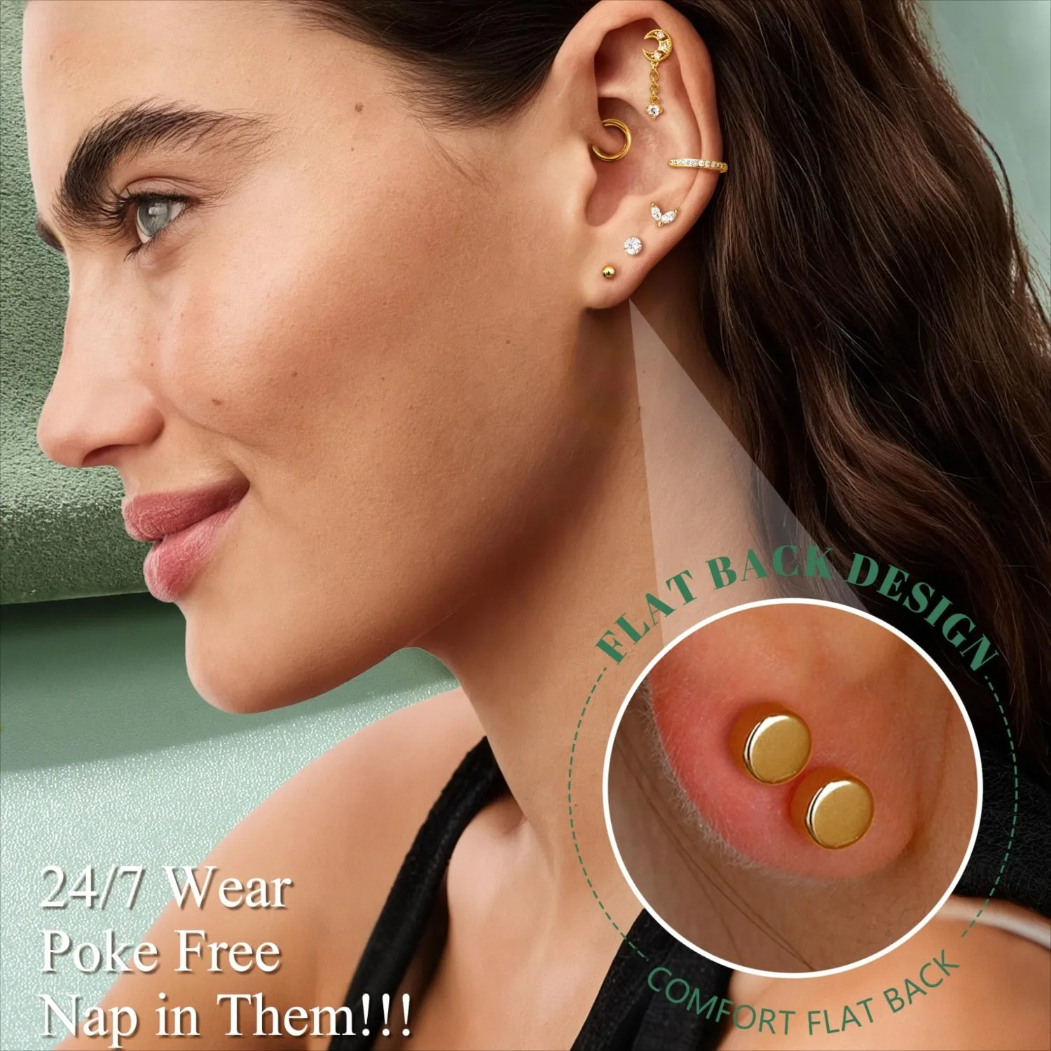 16ゲージの女性用軟骨ピアス。裏面が平らで、アレルギーを起こ - Body Jewelry Surgical Steel のレビューと価格